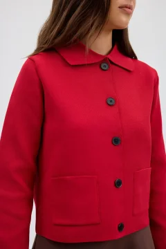 جاكيت / قميص جاكيت (Shirt-Jacket) قصير بأزرار سوداء second