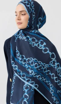 وشاح حريري/شيفون بنقش السلسلة second